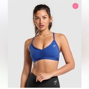 Gymshark Ruched Strappy Sports Bra - Wave Blue